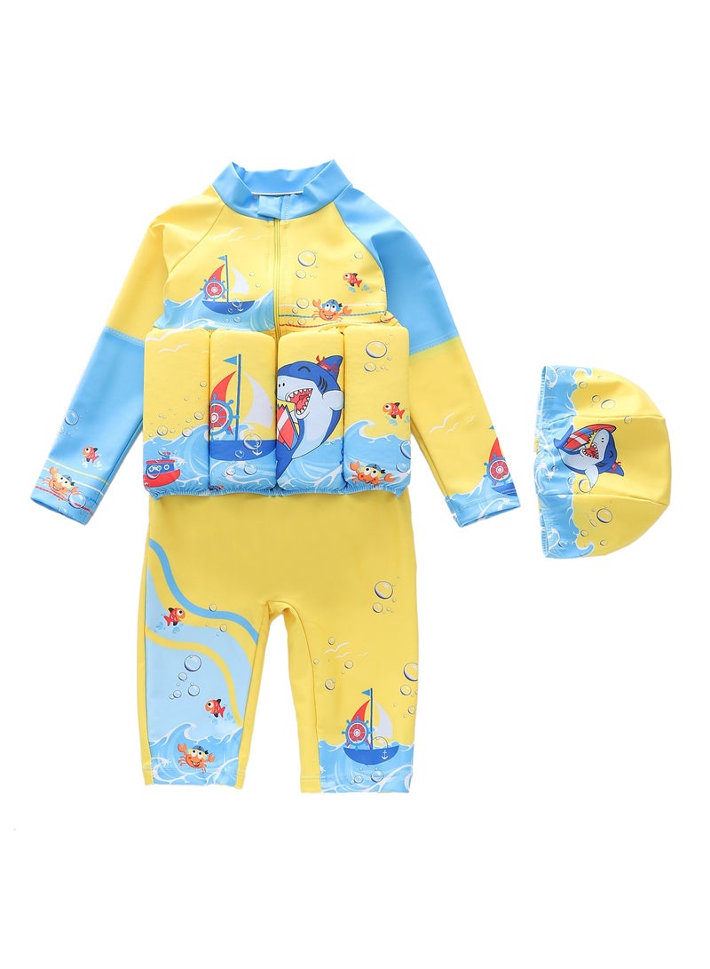 SISGL Children's Swimsuit Floatation Swimsuit Float Suit With Adjustable Buoyancy Bathing Suit Cartoon Short Sleeve Swimwear Jumpsuit Cartoon Swimsuit For Boys - Image 1