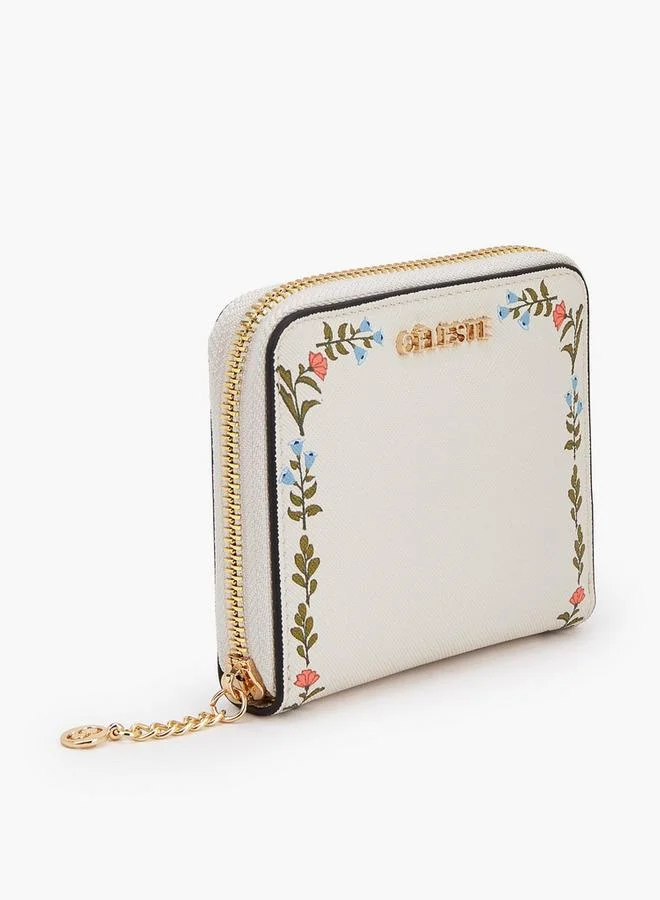 سيليست Floral Print Wallet With Zip Closure