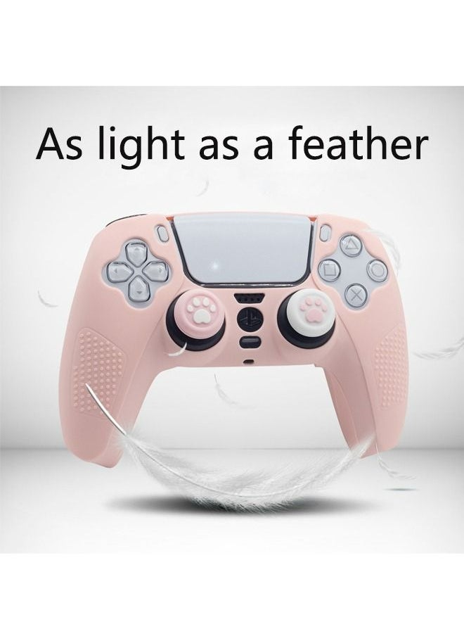 Generic ملحقات الجلد المصنوعة من السيليكون من سوني لجهاز PS5، أغطية أغطية قبضة التحكم مع واقي سيليكون مضاد للانزلاق ومضاد للخدش ومقاوم للغبار، جلد × 2، غطاء مقبض الإبهام × 4 قاعدة شحن متوافقة  - Image 2