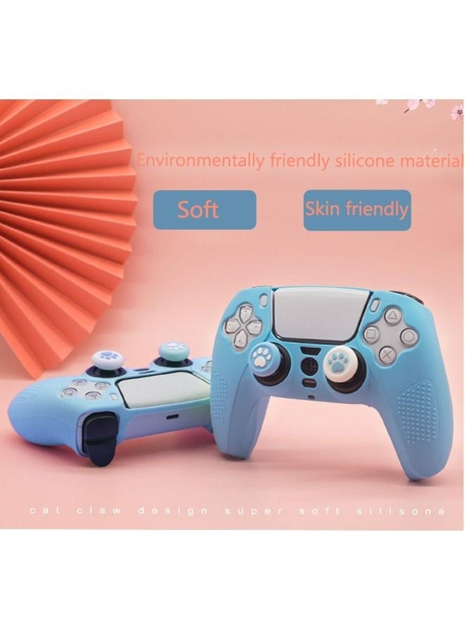 Generic ملحقات الجلد المصنوعة من السيليكون من سوني لجهاز PS5، أغطية أغطية قبضة التحكم مع واقي سيليكون مضاد للانزلاق ومضاد للخدش ومقاوم للغبار، جلد × 2، غطاء مقبض الإبهام × 4 قاعدة شحن متوافقة  - Image 5