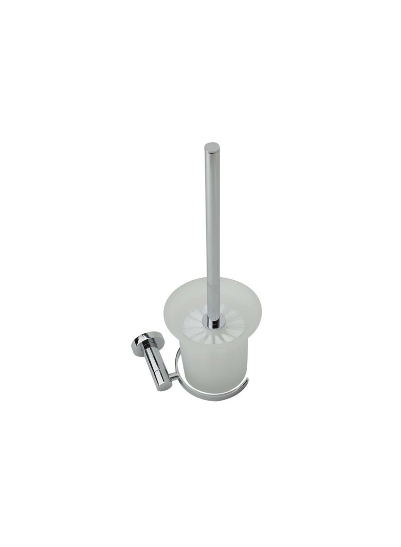 Bold Symphony Toilet Brush Holder – Elegant Chrome-Plated Brass with Durable Glass Cup, Rust-Resistant, Perfect for Modern Bathrooms - Image 2