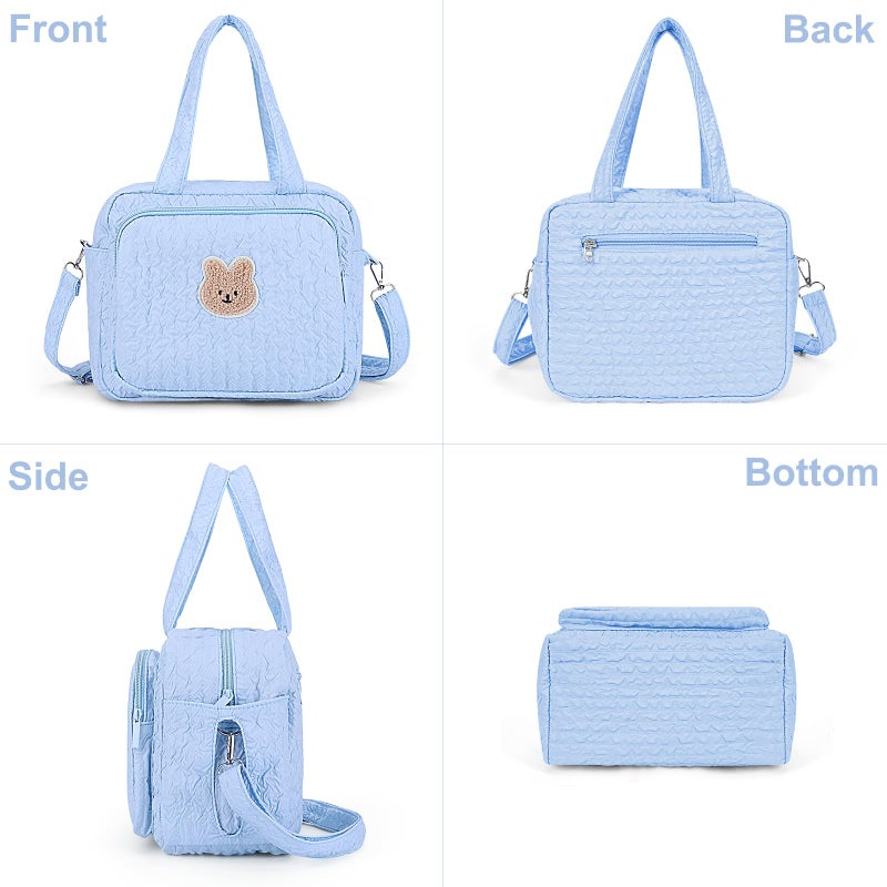 Lushandy Baby Diaper Bag Tote, Mom Bag Crossbody Diaper Bags Baby Travel Bags for Girl PaÃ±aleras Para Bebe (Blue, Small) - Image 5