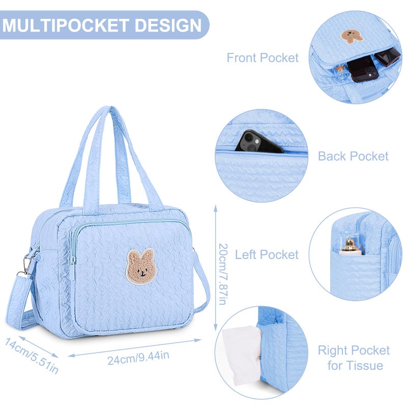 Lushandy Baby Diaper Bag Tote, Mom Bag Crossbody Diaper Bags Baby Travel Bags for Girl PaÃ±aleras Para Bebe (Blue, Small) - Image 4