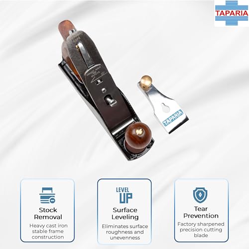 Taparia Jack Planer CSP 3 – Quality Planer(235 mm) for Precision Woodworking, Good-Grade Cast Iron Body, Wooden Handle and knob with Brass screw, 45mm width blade with high carbon steel - Image 5