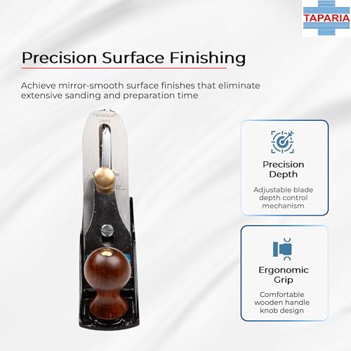 Taparia Jack Planer CSP 3 – Quality Planer(235 mm) for Precision Woodworking, Good-Grade Cast Iron Body, Wooden Handle and knob with Brass screw, 45mm width blade with high carbon steel - Image 4