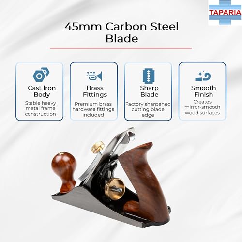 Taparia Jack Planer CSP 3 – Quality Planer(235 mm) for Precision Woodworking, Good-Grade Cast Iron Body, Wooden Handle and knob with Brass screw, 45mm width blade with high carbon steel - Image 3
