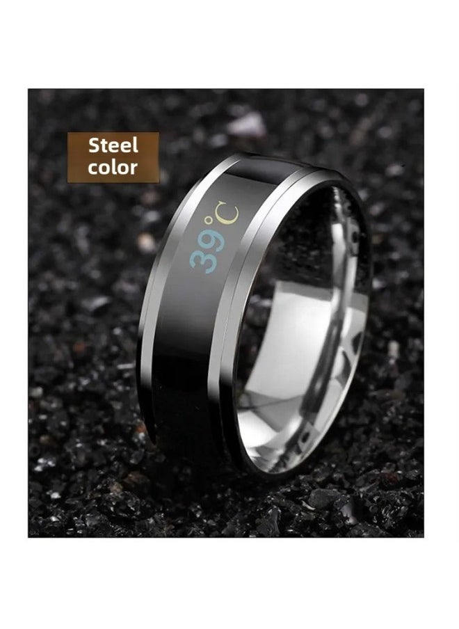 Generic Creative Temperature Ring Temperature Changing Korean Style Personalized Single Trendy Men Index Finger Tail Ring Titanium Steel Ring For Men-Colour:Smart Temperature Sensing Ring [black] Size 11 Finger Circumference 64.6mm  - Image 3