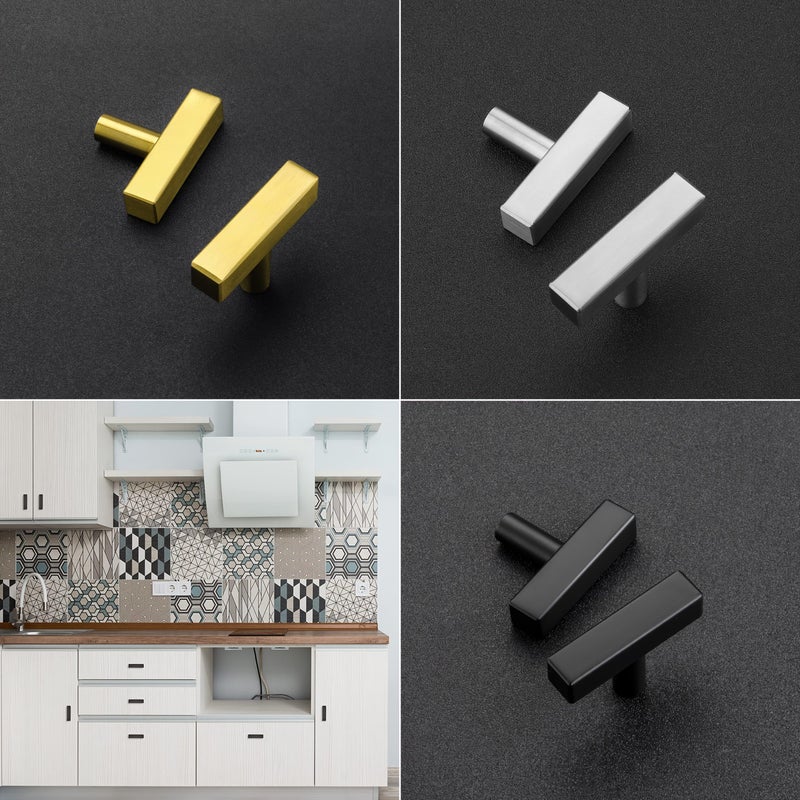 Matte Black Square Cabinet Handles 2 Inch Kitchen Pulls 3 Pack - Image 1
