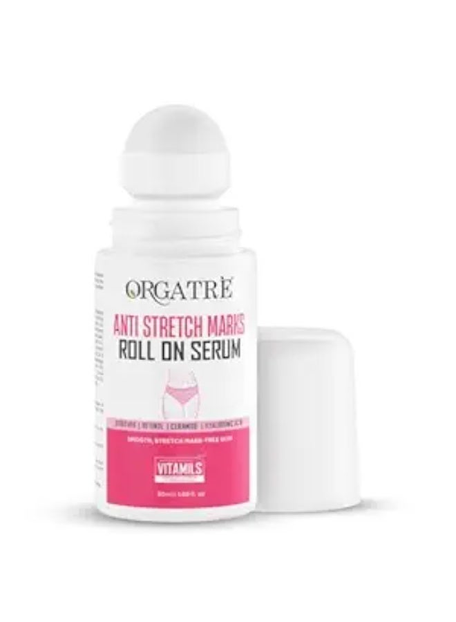 Orgatre سيروم Orgatre الدوار (Roll-on) للنساء لعلاج علامات التمدد بتركيبة Striover | يحتوي على الريتينول والسيراميد وحمض الهيالورونيك | خفيف القوام وغير دهني | يقلل من علامات التمدد ويعزز مرونة البشرة | آمن للاستخدام أثناء الحمل | 50 مل - Image 1