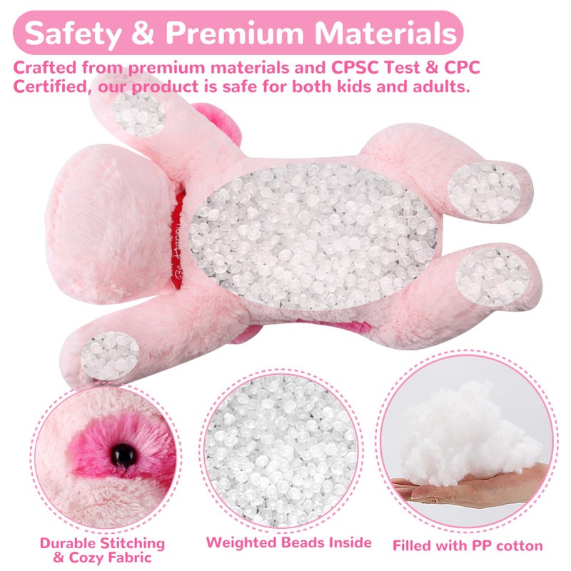 meowtastic Pink Dog Weighted Stuffed Animals - 22 Inch 4.5 Pounds Weighted Plush Dog Stuffed Animals - Big Stuffed Dog Plush Pillow - Cute Plush Toys Gifts for Kids & Adults (22" 4.5 lbs) - Image 5