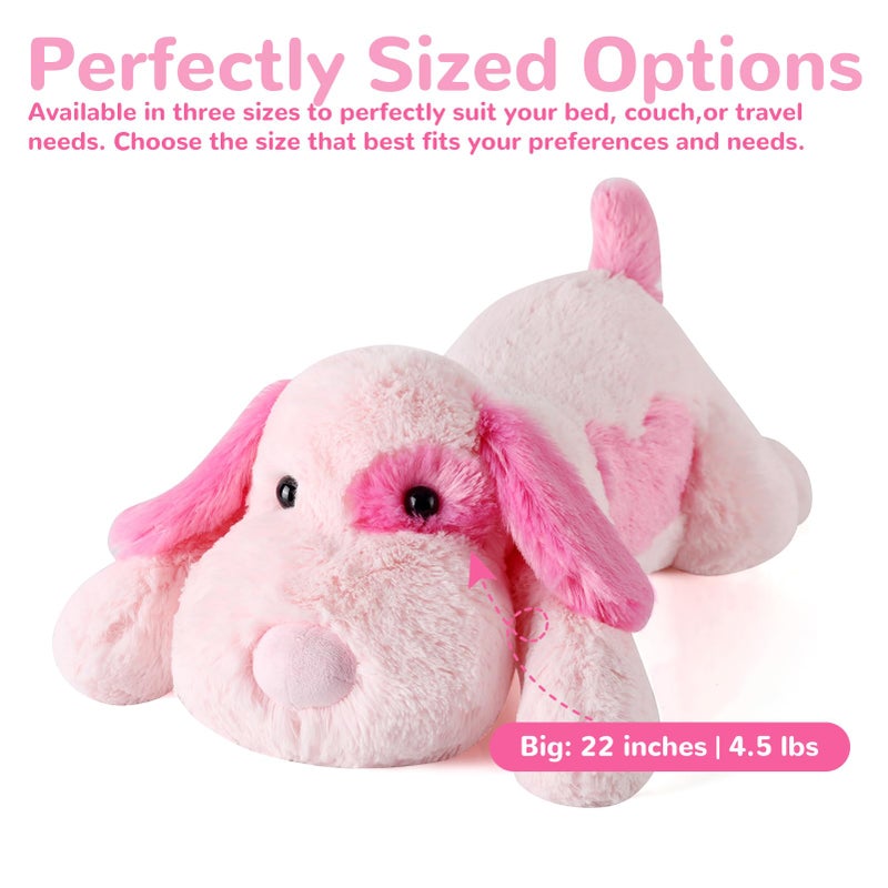 meowtastic Pink Dog Weighted Stuffed Animals - 22 Inch 4.5 Pounds Weighted Plush Dog Stuffed Animals - Big Stuffed Dog Plush Pillow - Cute Plush Toys Gifts for Kids & Adults (22" 4.5 lbs) - Image 3