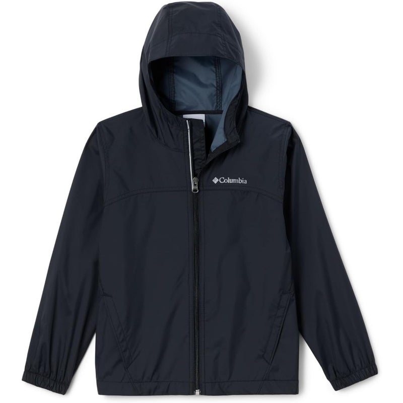 Boy's Glennaker 2 Rain Jacket for outdoor use, waterproof polyester in navy blue with sealed seams and adjustable hood - Image 1