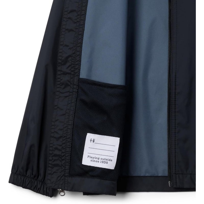 Boy's Glennaker 2 Rain Jacket for outdoor use, waterproof polyester in navy blue with sealed seams and adjustable hood - Image 4