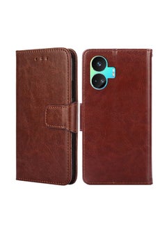 HuHa Case Cover For Realme GT Neo5 SE Crystal Texture Leather Phone Case Brown 