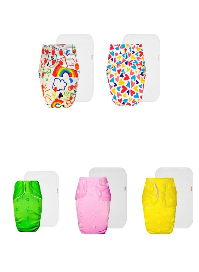 حفاضات دمبلدو القماشية الممتازة مع حشوة قطنية (عبوة من 5) | شعور بالجفاف والراحة | تهوية جيدة | سريعة الجفاف | مصممة من قبل الأمهات | من 3 أشهر إلى 3 سنوات | للجنسين - Image 1