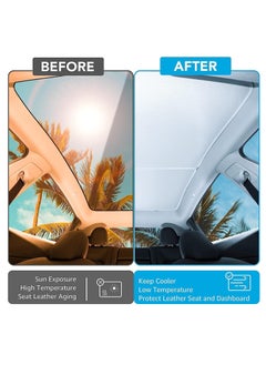 spa luxetique New Tesla Model Y Glass Roof Visor Front and Rear Top Window Cover, Gray, Set of 4  - Image 2