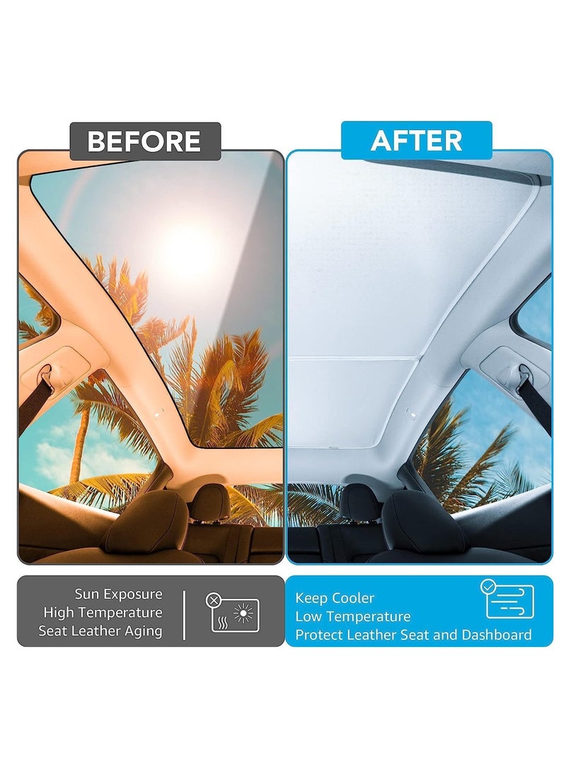 spa luxetique - New Tesla Model Y Glass Roof Visor Front and Rear Top Window Cover, Gray, Set of 4 - Image 1