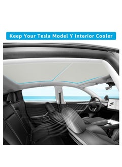 spa luxetique New Tesla Model Y Glass Roof Visor Front and Rear Top Window Cover, Gray, Set of 4  - Image 5