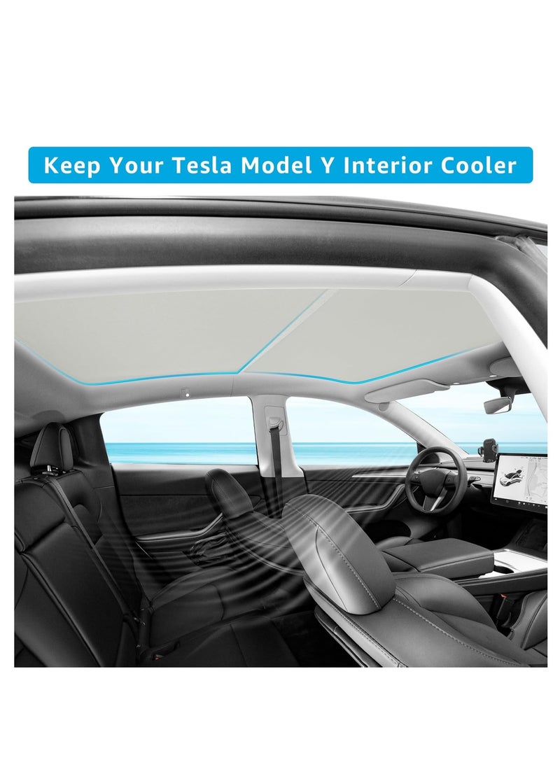 spa luxetique - New Tesla Model Y Glass Roof Visor Front and Rear Top Window Cover, Gray, Set of 4 - Image 1