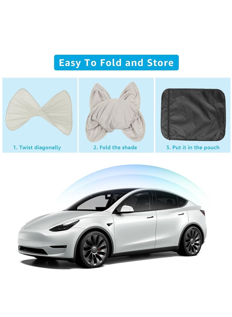 spa luxetique - New Tesla Model Y Glass Roof Visor Front and Rear Top Window Cover, Gray, Set of 4 - Image 1