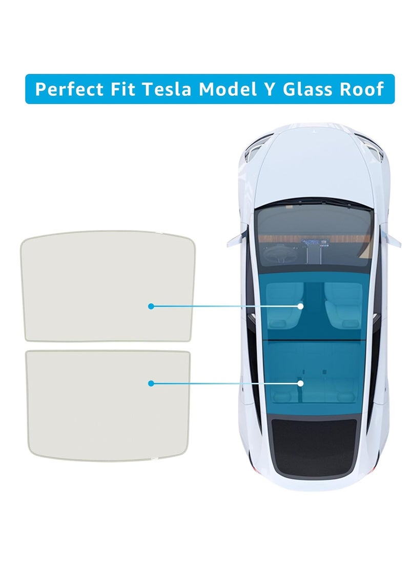 spa luxetique - New Tesla Model Y Glass Roof Visor Front and Rear Top Window Cover, Gray, Set of 4 - Image 1