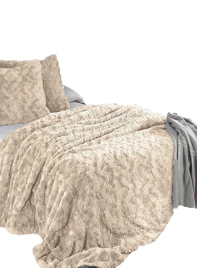 Mora spain Mora Kander Fur Blanket - Model M64 (thick fur) - Color: Linen - Size: 230 x 250 + 2 pillowcases (50 *70).. - Image 3