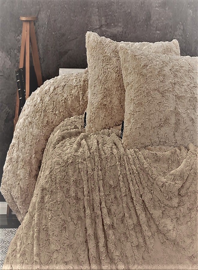 Mora spain Mora Kander Fur Blanket - Model M64 (thick fur) - Color: Linen - Size: 230 x 250 + 2 pillowcases (50 *70).. - Image 1