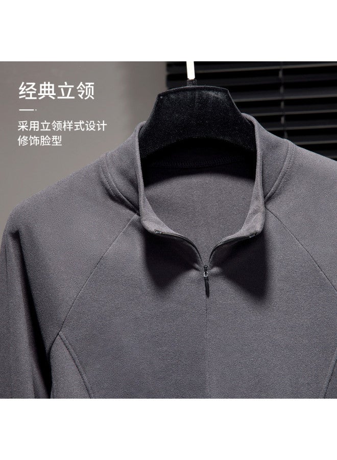 PLANDOO 2025 New Zipper Semi-High Neck Base Layer Women'S Long Sleeve Fishbone Design Sports Versatile Slim-Fit Top - Image 3