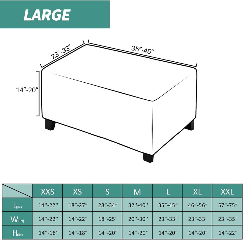 MAXIJIN Velvet Ottoman Cover Rectangular Stretch Square Ottoman Covers Slipcover Rectangle Washable Foot Stool Cover Thick Storage Protector with Elastic Bottom (Ottoman Large, Light Grey) - Image 3