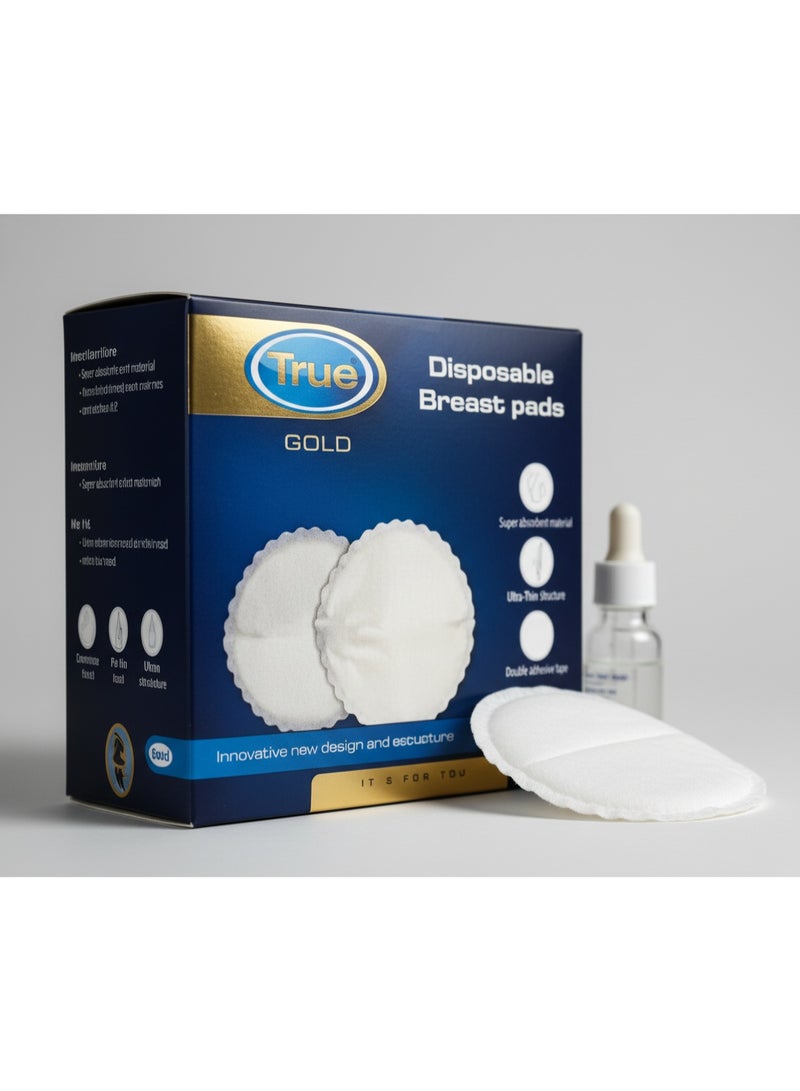 ترو فوط رضاعة من ترو جولد للاستعمال مرة واحدة | فائقة الامتصاص | رفيعة ومريحة | لاصق مزدوج التثبيت | 30 قطعة | مغلفة بشكل فردي - Image 1