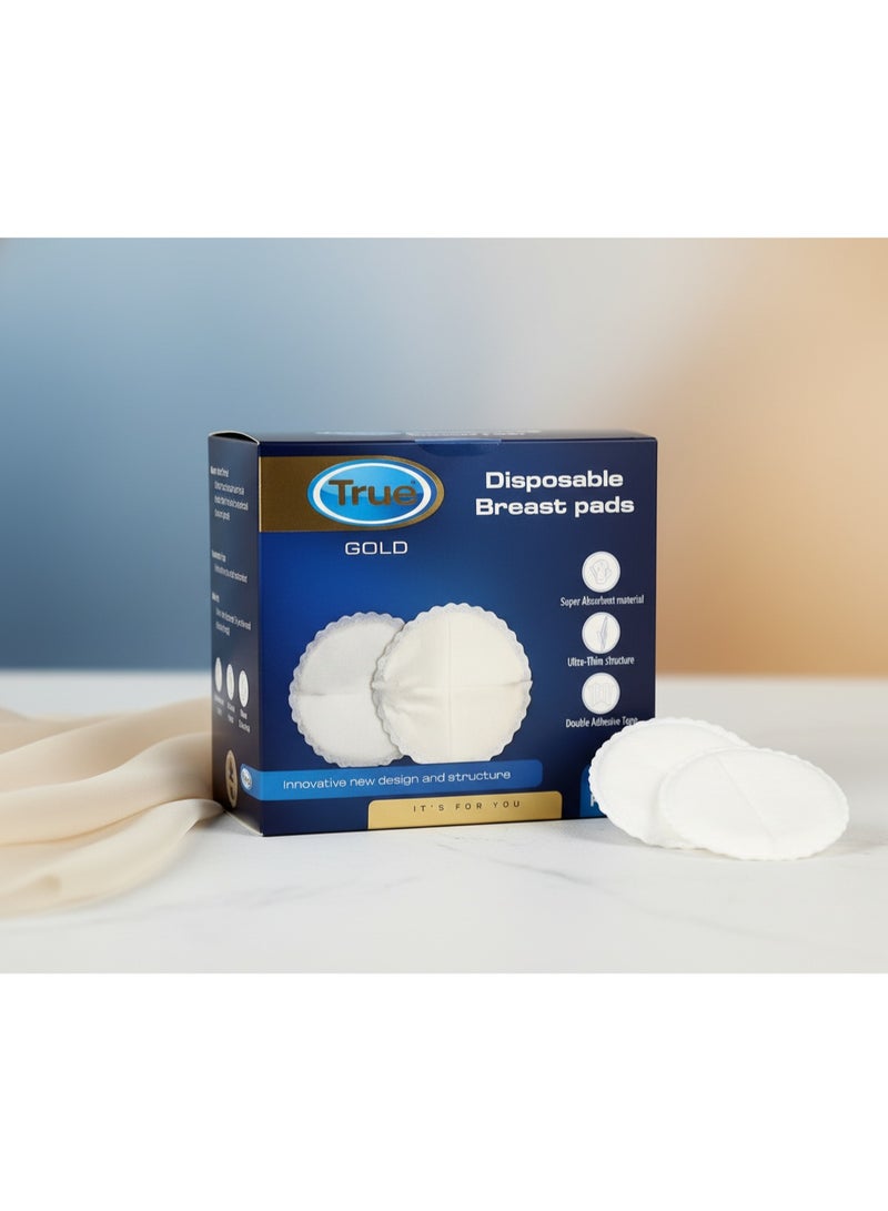 ترو فوط رضاعة من ترو جولد للاستعمال مرة واحدة | فائقة الامتصاص | رفيعة ومريحة | لاصق مزدوج التثبيت | 30 قطعة | مغلفة بشكل فردي - Image 2