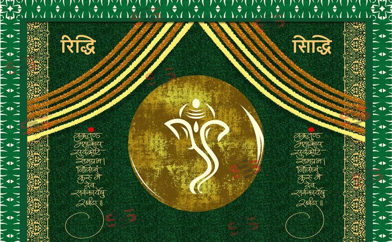 S2S Riddi Siddi Backdrop Cloth for Pooja Decoration Traditional, Background Decoration Cloth | Curtain Cloth for All Festival, Functions & Ceremonies - (5 x 8 Feet) (RIDDI SIDDI Green) - Image 4