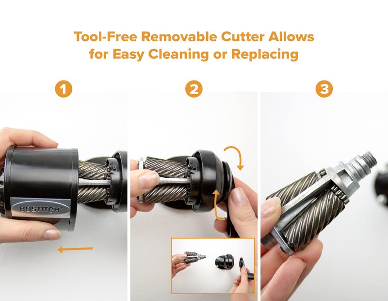 Bostitch Office Wall Mount Manual Pencil Sharpener, Tip Saver, 8 Hole Dial, 6X Longer Cutter Life, Vertical or Horizontal Mounting Black (MPS1-BLK) - Image 4