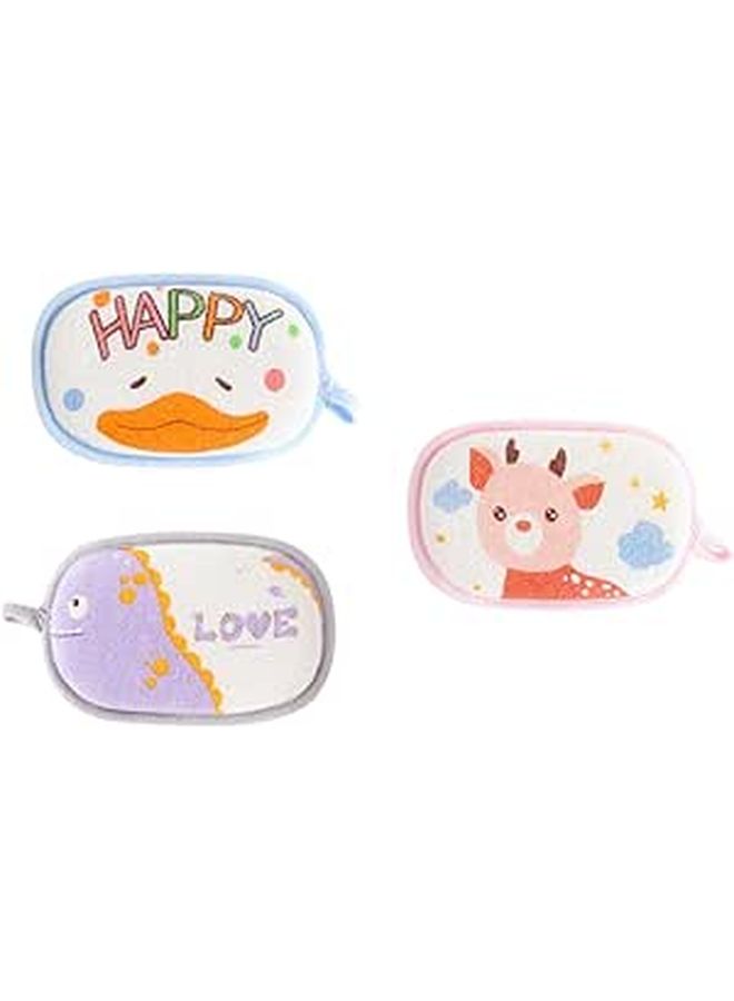3pcs Cartoon Exfoliating Bath Sponges Soft Absorbent Shower Towel For Newborns Baby Bathing - Image 1
