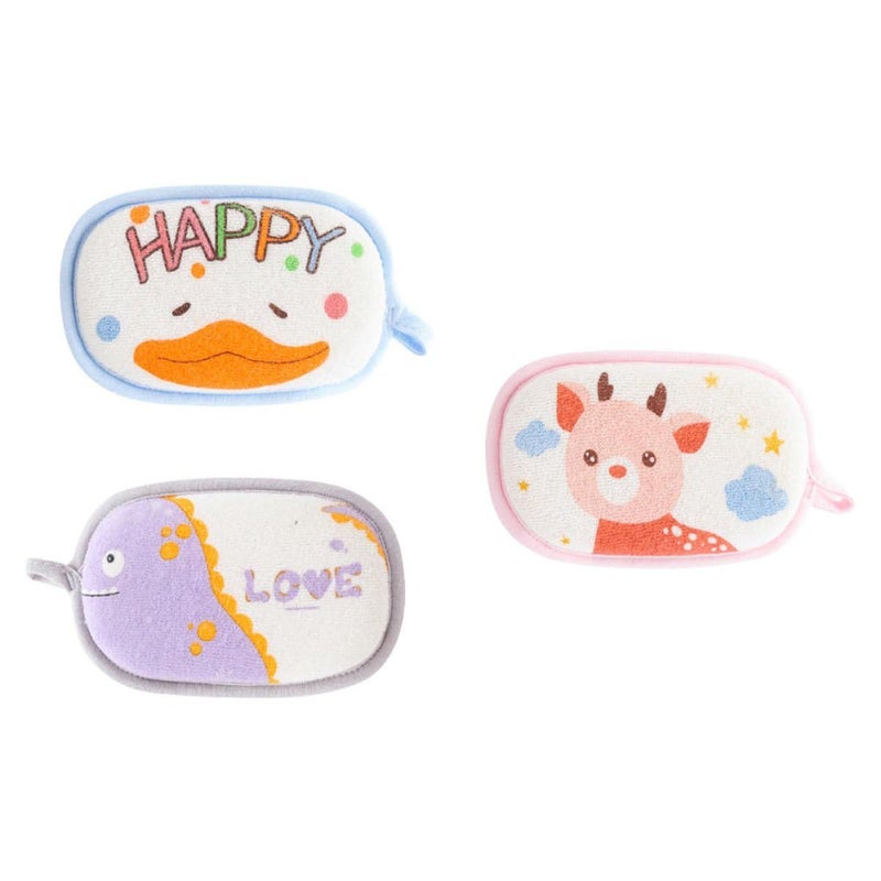 3pcs Cartoon Exfoliating Bath Sponges Soft Absorbent Shower Towel For Newborns Baby Bathing - Image 2