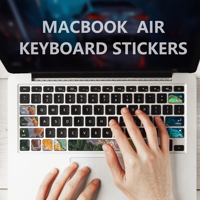 Partial Keyboard Sticker With Lake And Ocean Cartoon Pattern For Macbook Air - Image 1