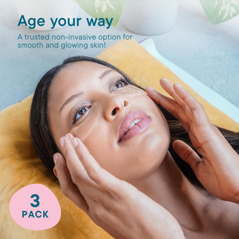 Frownies Under Eye Gel Patches for Puffy Eyes - Dark Circles with Cactus Collagen - Reusable, 3 Pack - Image 3