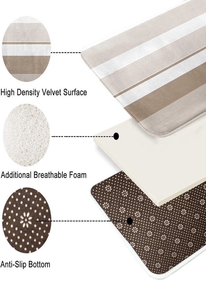 ArtSocket Beige Striped Bathroom Set with Shower Curtain and Bath Rugs and Accessories,Boho Modern Non-Slip Shower Curtain Set,Bathroom Decor 3 Pcs - Image 5