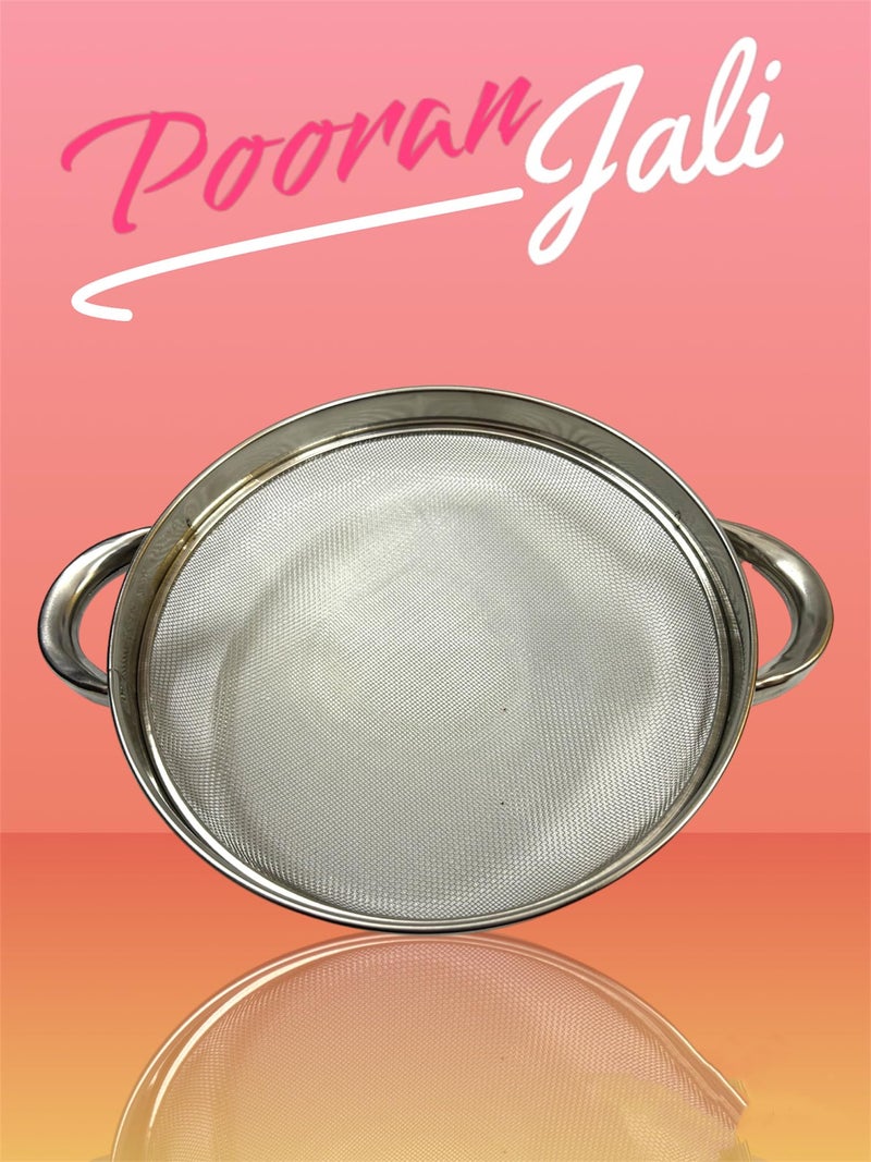 faas Stainless Steel Multi Purpose Puran Jali/Colander Strainer Drainer with Handle Use for Rice Fruits Vegetable Noodles Beans Grain suice Soup Filter Basket for Kitchen(Silver Pack of 1) (10.NO) - Image 5