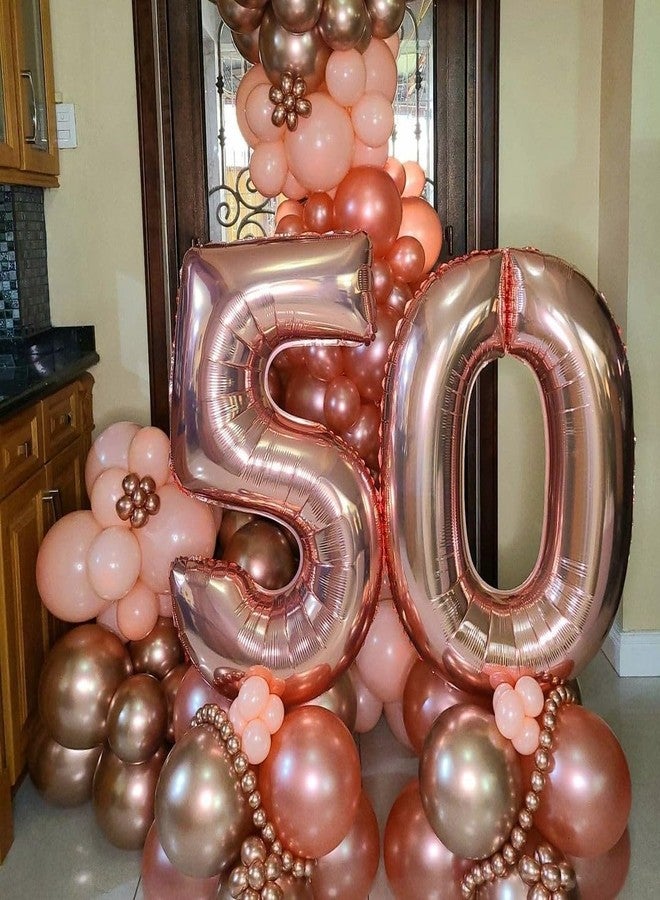 بي بي پوّل بالونات وردية ذهبية برقم واحد، 40 بوصة كبيرة برقم واحد، بالونات وردية ذهبية برقم واحد من رقائق مايلر لحفلات أعياد الميلاد والمناسبات السنوية - Image 4