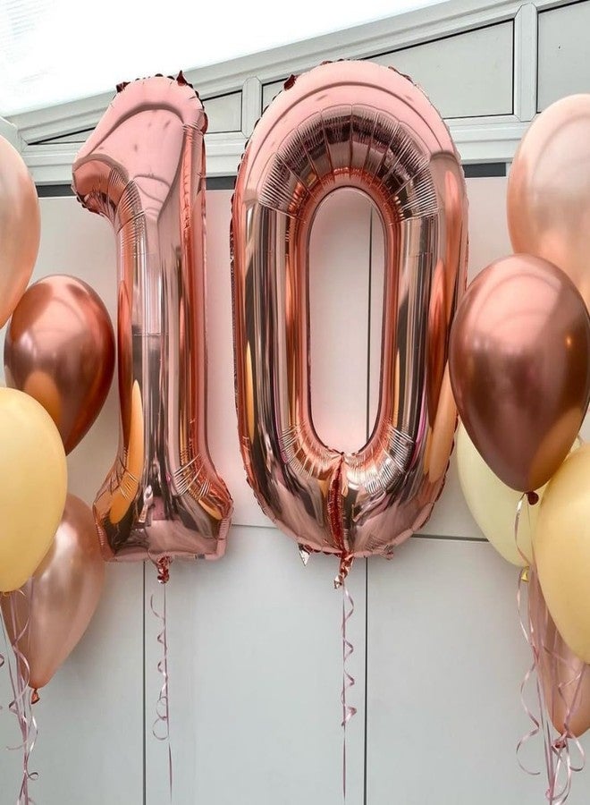 بي بي پوّل بالونات وردية ذهبية برقم واحد، 40 بوصة كبيرة برقم واحد، بالونات وردية ذهبية برقم واحد من رقائق مايلر لحفلات أعياد الميلاد والمناسبات السنوية - Image 5
