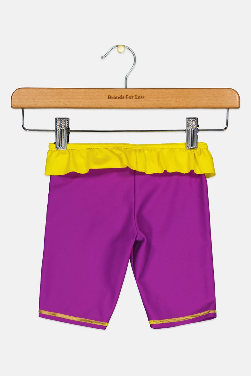arena شورت سباحة مطبوع للفتيات الصغيرات، بنفسجي - Image 2