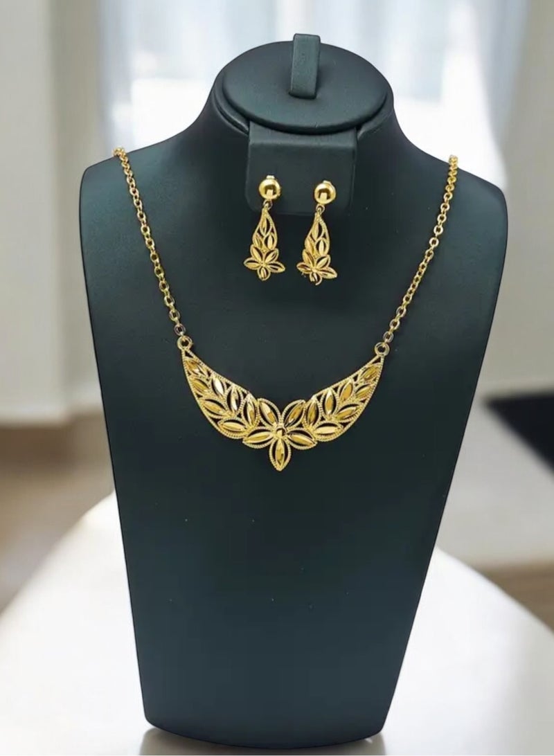 GOLDMAX 21k Gold Plated Necklace & Earrings Jewelry Set For Women - Image 4