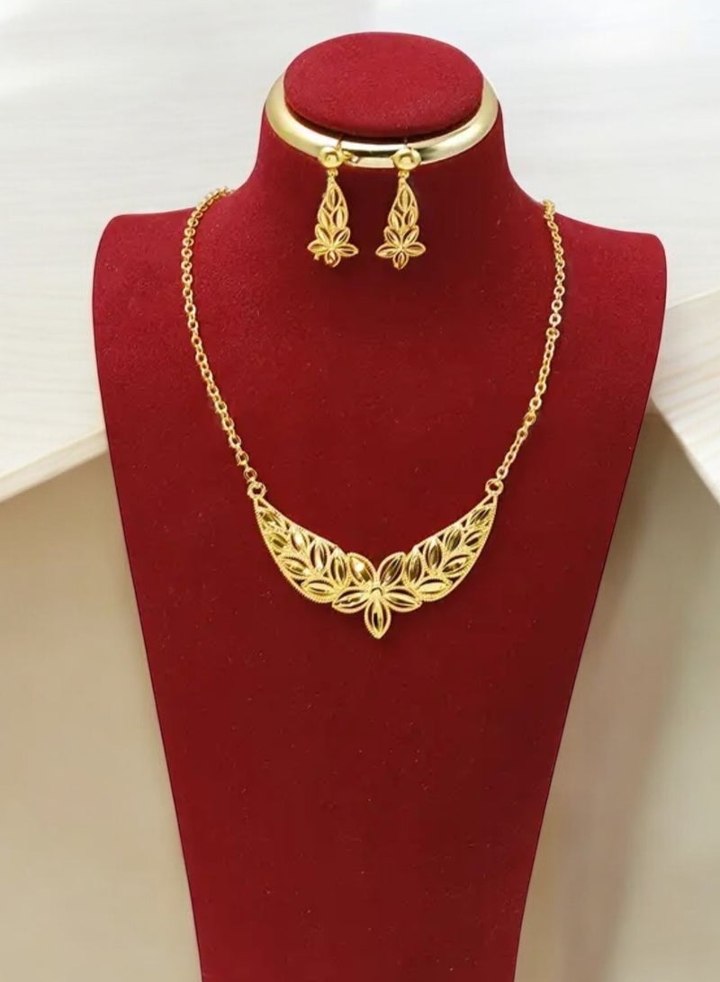 GOLDMAX 21k Gold Plated Necklace & Earrings Jewelry Set For Women - Image 2