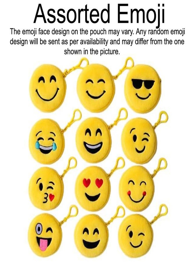 IGNOTO (Pack of 6) CuteEmoji Smiley Soft Plush Zip Pouch | Cute Coin & Earphone Purse for Kids | Perfect Return Gift & Party Favor - Image 5