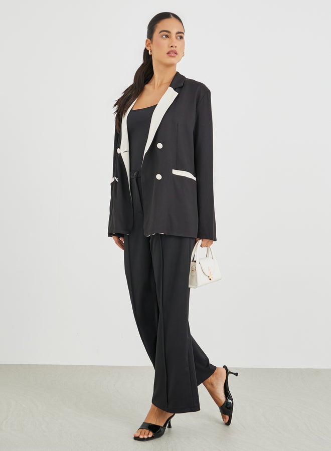 Styli Regular Fit Double Breast Blazer with Contrast Detail - Image 2