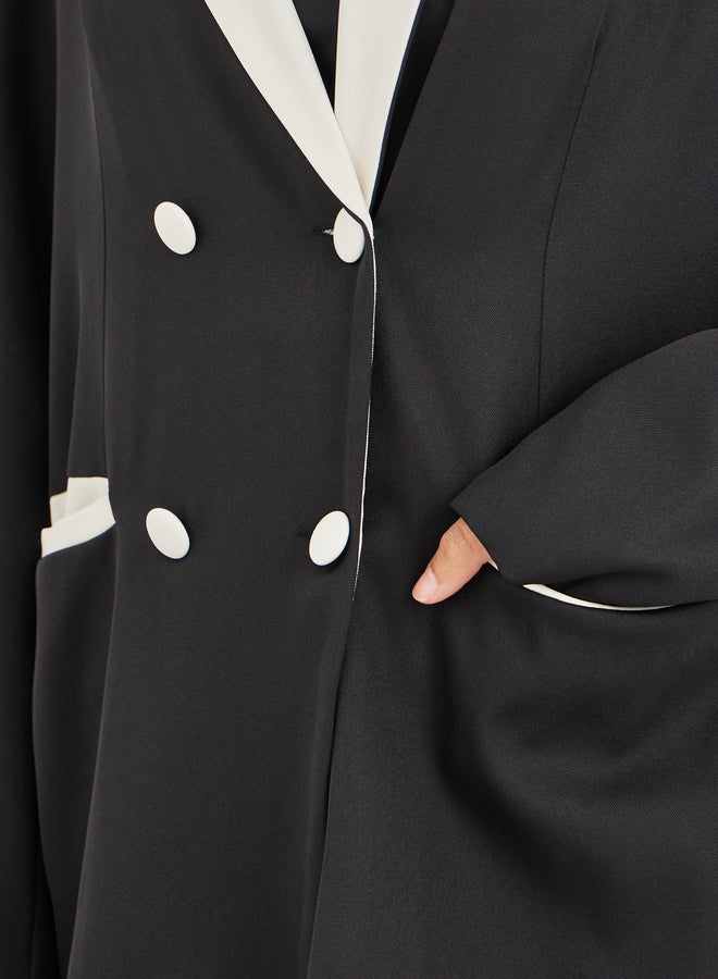 Styli Regular Fit Double Breast Blazer with Contrast Detail - Image 3