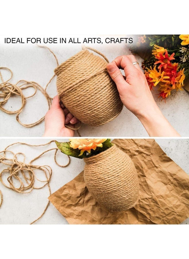 Jute Twine 333 feet Jute String 6 ply 3mm Thickness Jute Rope for Decoration Garden Floristry DIY Arts Bundling Crafts & Wrapping Brown - Image 3
