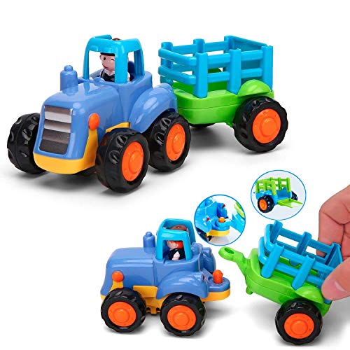 Yiosion Friction Powered Cars Push and Go Trucks Construction Vehicles Toys Set of Tractor Bulldozer Dump Truck Cement Mixer for Baby Toddlers Infants Boys Gifts - Image 3