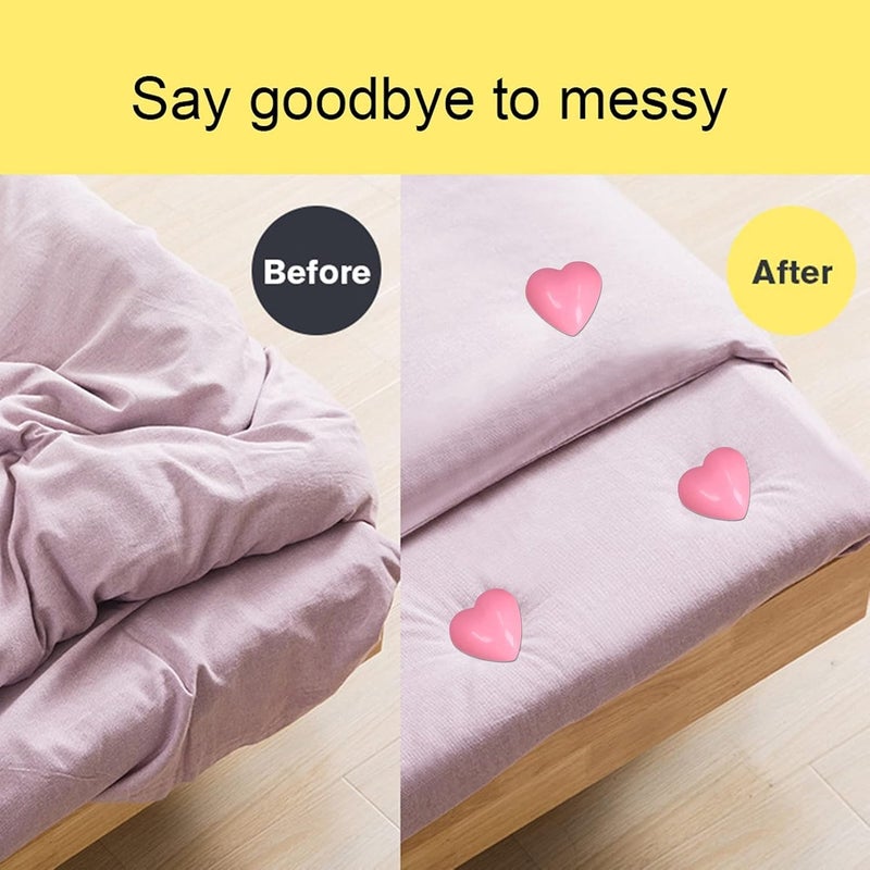 VENEXA VENEXA Heart Shape Fixing Clips with Buttons NonSlip Quilt Holder Double Sided Pin Fasteners Comforter Quilt with OneKey Unlock for Blanket Bed Sheet Curtain Socks Mattress Covers 20 Multi  - Image 4